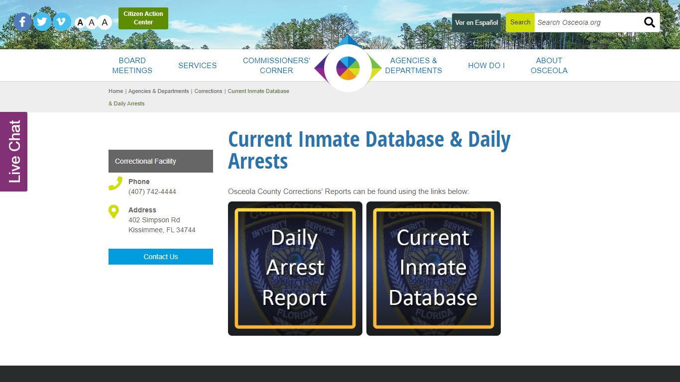 Current Inmate Database - Osceola County, Florida